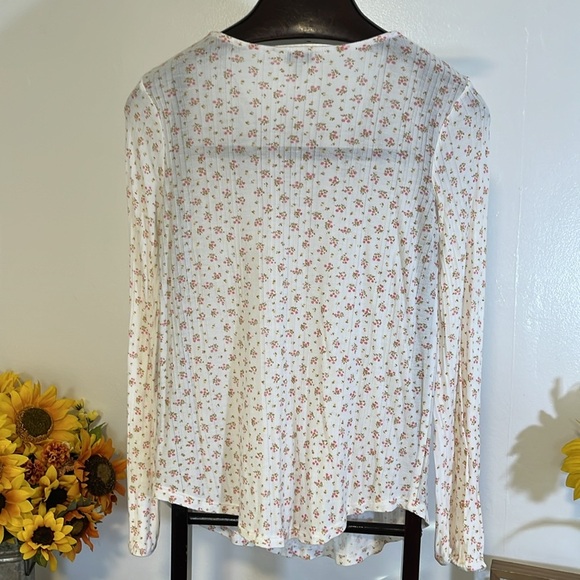 Lucky, brown women’s size SP cotton, long sleeve floral blouse - Picture 4 of 4